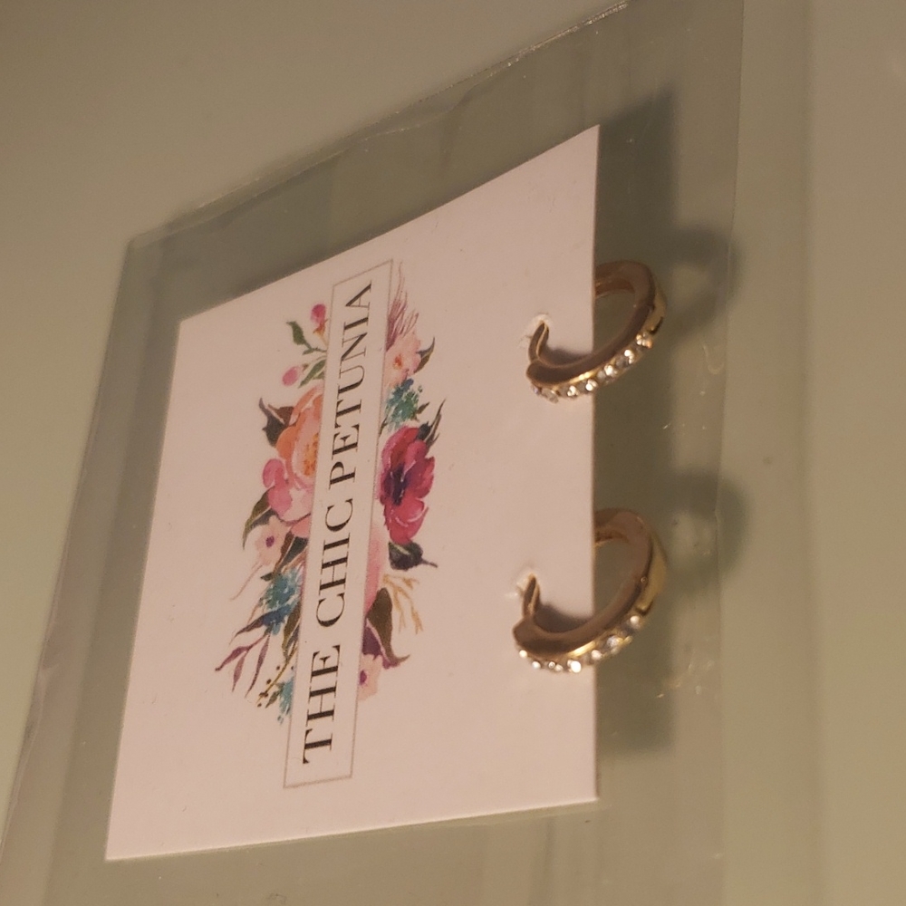 Gold Tone Hoops with Rhinestones